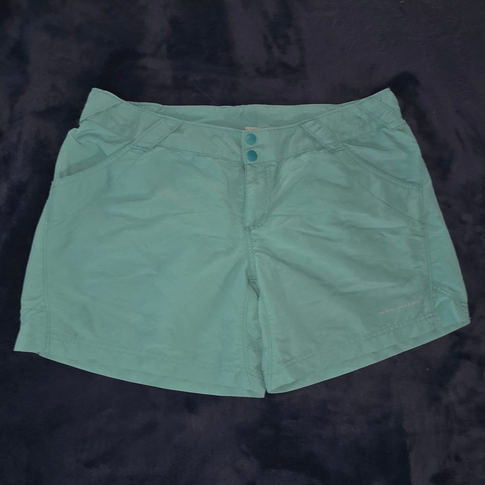 Columbia PFG Turquoise Blue Performance Fishing Shorts Womens Large 5in
